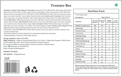 Image of Chokola Treasure Chocolate Box- 570 g | Premium Assorted Chocolate Gift Box | Gourmet Dark Chocolate Collection with Cookies & Chocolate Bites | Luxury Chocolate Gift Hamper for Rakhi, Diwali Birthday, Anniversary & Corporate Gifting