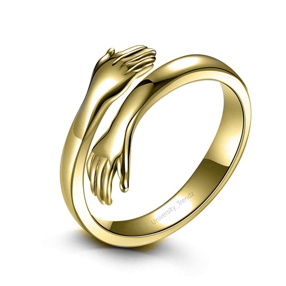 University Trendz Golden Hug Ring For Women & Girls - Hugging Hand Open Statement Ring - Adjustable (B09RQVGL98) Amazon Price History, Amazon Price Tracker
