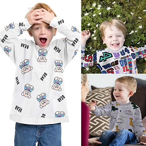 Kumary Toddler Boys' 3-Pack Long Sleeve T-Shirt Cotton Casual Winter Crewneck Dinosaurs Cars Graphic Tops Tees Kids 2-6 Years 7 51fRjfMKcaL. AC