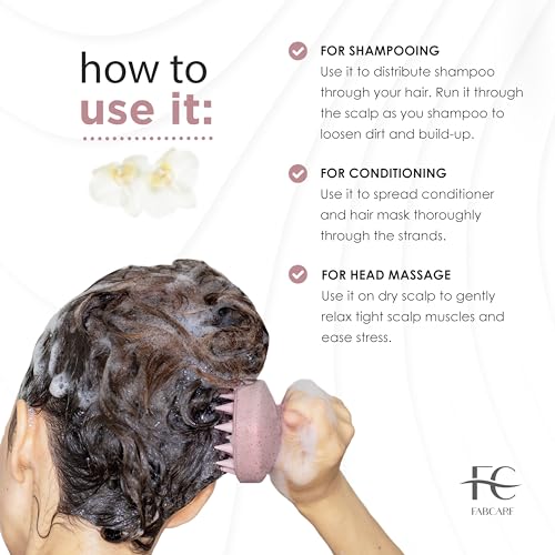FABCARE Kopfhaut Massagebürste für Haarwachstum und Blutzirkulation, geeignet für alle Haartypen, aus Weizenstroh, ideal für Peeling und trockene Kopfhaut bei nassem oder trockenem Haar (Pink)