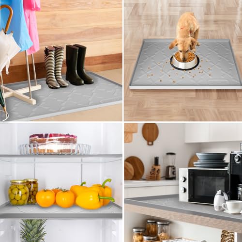 SIKADEER 25" x 22" Under Sink Mat Waterproof, Silicone Mat Kitchen Drawer Shelf and Cabinet Liner, Sink Protector for Kitchen Organizers and Storage, Boot Tray Pet Food Mats