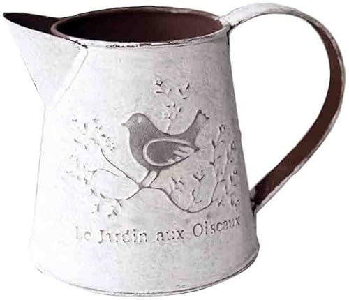WEIDUOFUN - Jarrón de metal estilo francés, estilo rústico, color blanco, shabby chic, jarrón primitivo para decoración del hogar y café