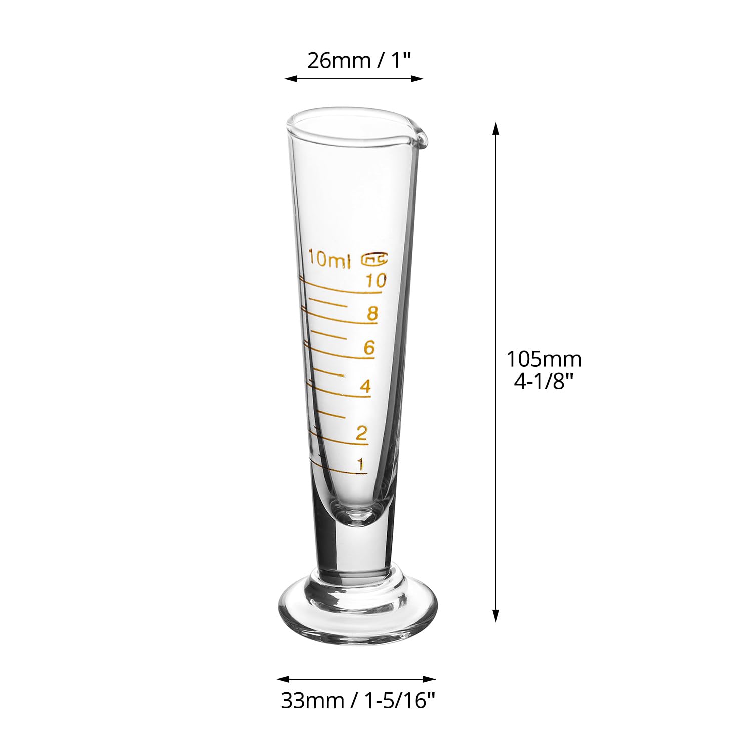 Becher In Vetro Borosilicato Graduato 10 Ml – Misurino Da Laboratorio, Food Grade, Resistente Al Calore