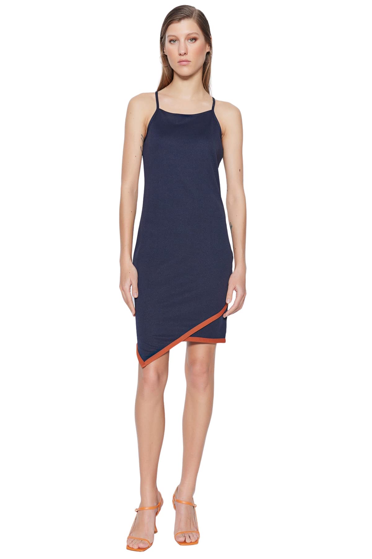 Trendyol Women Bodycon Slim fit Knit Dress,Navy Blue,S