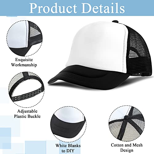 Image of Handepo 12 Pack Trucker Hat for Kids Summer Polyester Mesh Cap Adjustable Sublimation Blank Hats Baseball Caps for Outdoor