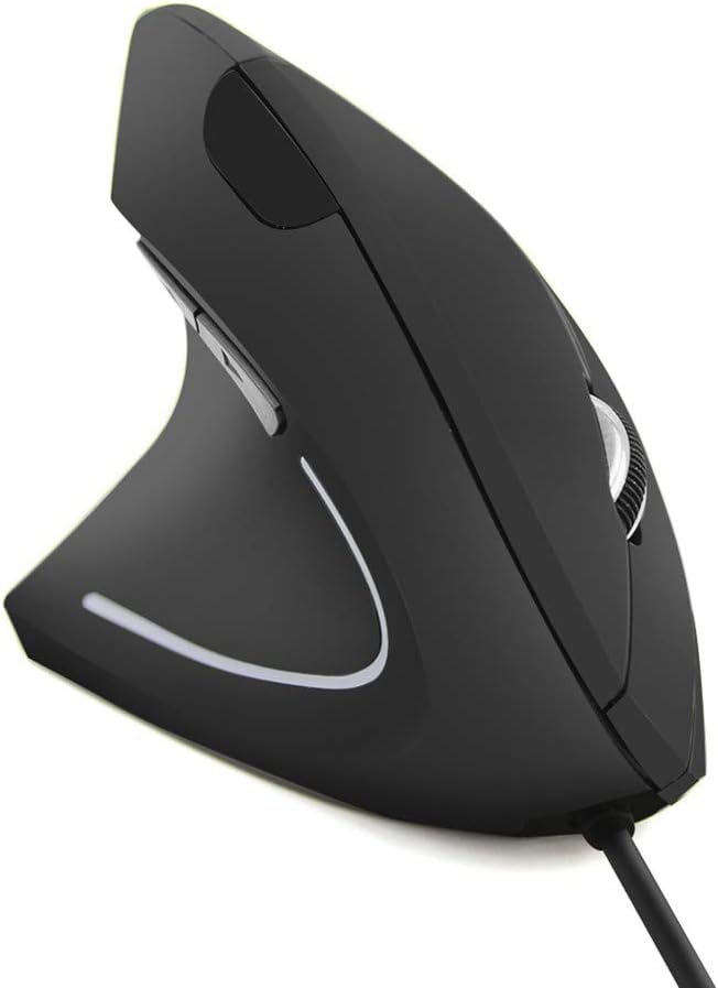 FLY WAY Left Handed Mouse,Ergonomic Vertical USB Wired Mouse 800/1200/1600 DPI Optical 6 Buttons Gaming Mice for PC Laptop Computer Desktop Mac (Left Hand)