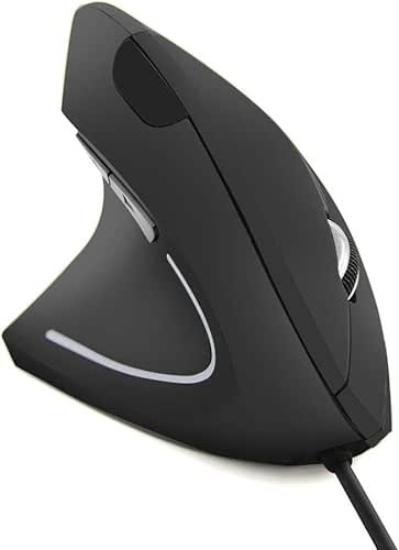 FLY WAY Left Handed Mouse,Ergonomic Vertical USB Wired Mouse 800/1200/1600