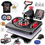 WHUBEFY 8 in 1 Heat Press Machine 15 x 12 Inch T Shirt Press Machine 360-Degree Swing Away Digital Shirt Printing Press Machine Heat Transfer Sublimation Easy Press Combo for T Shirts Mugs Plate Cap