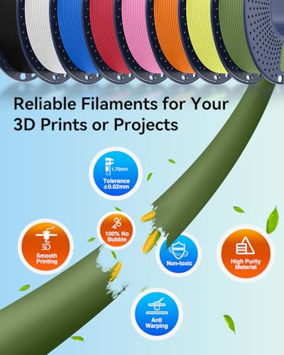 Image of JAYO Matte PLA 3D Printer Filament Bundle 2KG, PLA Matte Filament 1.75mm Bulk, 8 Pack 250g Spool Filament (Black, White, Blue, Red, Pink, Orange, Light Yellow, Olive Green)