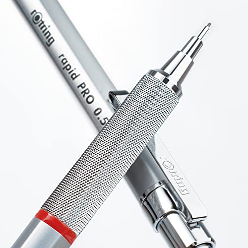 rOtring Rapid Pro Mechanical Pencil | HB 0.5 mm Lead Propelling Pencil | Reduced Lead Breakage | Silver Chrome Full-Metal Barrel