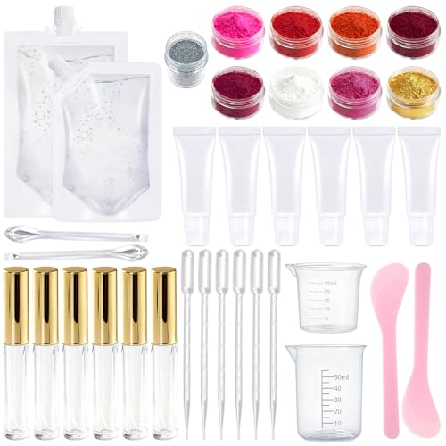 Lip Gloss Making Kit lip balm making kit 35 pcs Make Your Own DIY Lip Oil for Beginners Make Your Own DIY Lip gloss Lipstick Makeup Set Gifts Set for Women Girlfriend