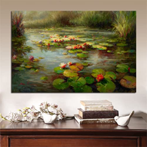 Toile Abstrait Lotus Étang réveillez vos murs blancs avec un grand paysage pastoral 60x90
