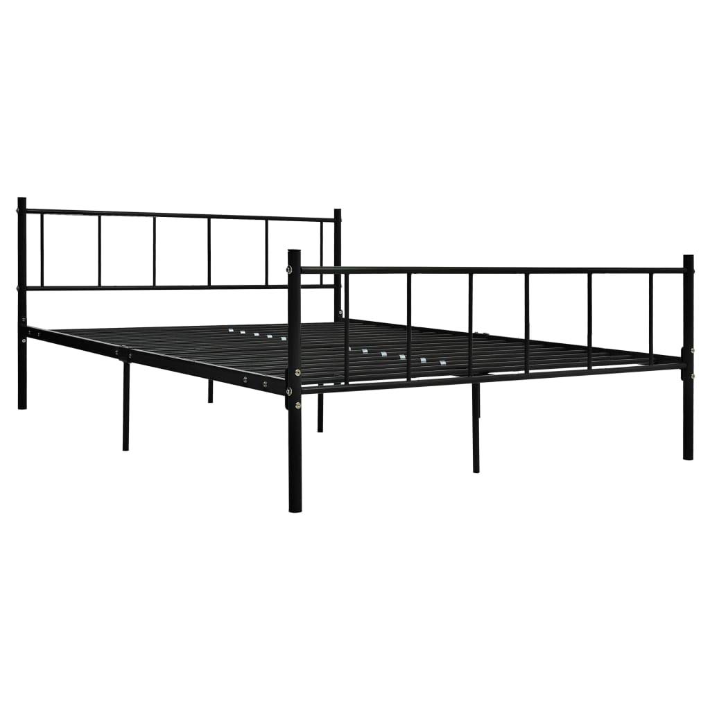 vidaXL Bettgestell Bett Metallbett Schlafzimmerbett Doppelbett Bettrahmen Ehebett Lattenrost Schlafzimmermöbel Schwarz Metall 180x200cm