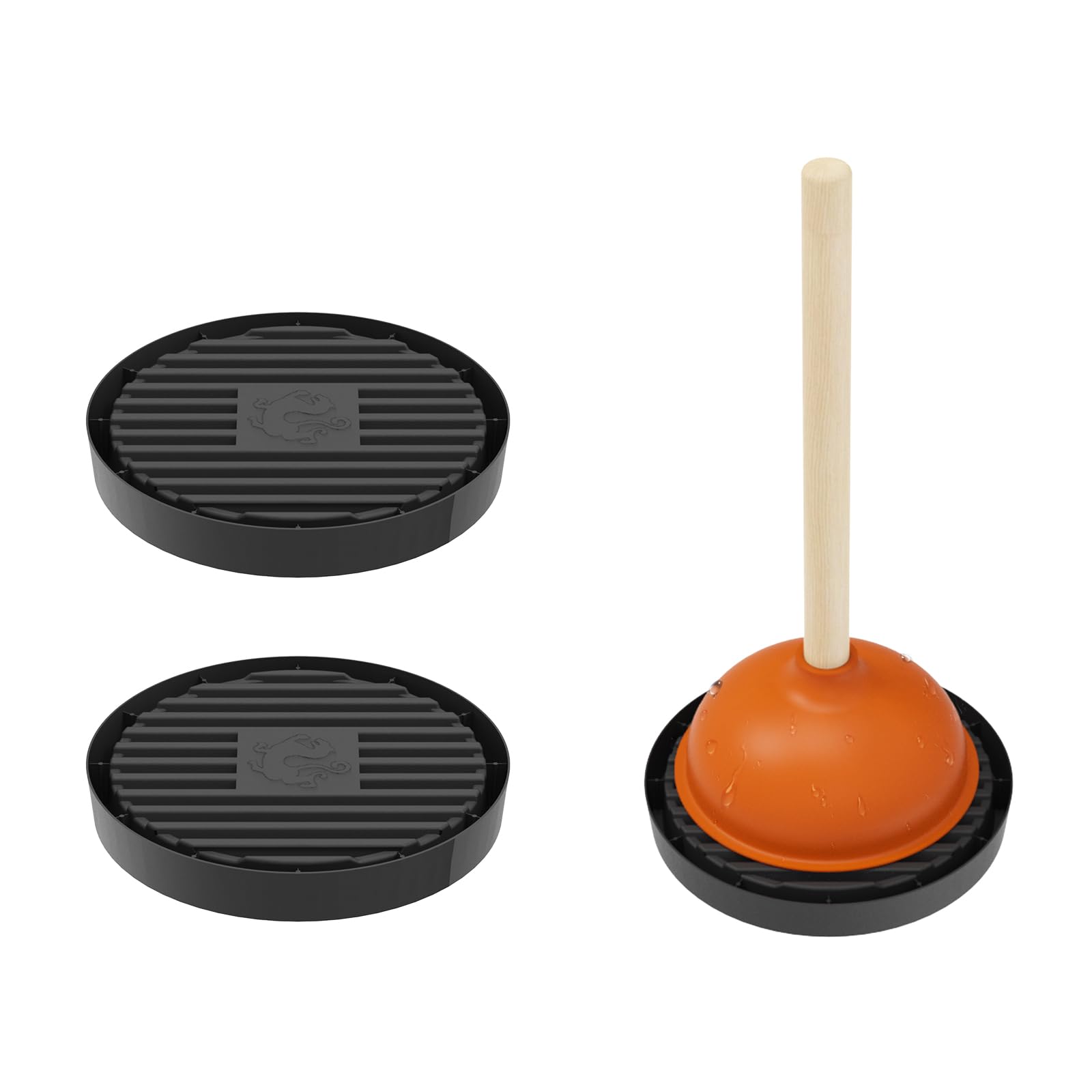 Dealsgogo Plunger Tray 2pcs Black - Plunger Mat Air Drying Mat for Toilet Plunger - Plunger Holder Catches Drips - Wicks Water from Plunger and Dries Quickly, Toilet Plunger Holder only