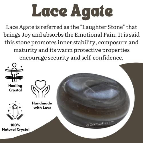 Image of Certified Lace Agate Crystal Healing Tumbled Stone, Natural Polished Crystals for DIY Crafts, Manifestation, Meditation, Pooja Feng Shui and Reiki Healing (30 Grams)