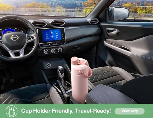 Image of POWCAN 26 oz Insulated Water Bottle with 2-in-1 Straw and Spout Lid, Keep Cold 24H, Leak-Proof, Fits in Car Cup Holder, Stainless Steel Water Bottle for Sports, Travel, and School (Mint)