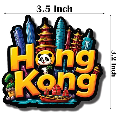 Image of CVANU Hong Kong Country Landmark Theme 2pcs MDF Fridge Magnet - Wooden Travel Souvenir Refrigerator Decorative Collectible Magnet