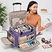 LUXJA Rolling Makeup Case with 3 Removable Pouches and 1 Makeup Brush Bag, Large Makeup Bag Cosmetic Bag with Detachable Dolly (Patented), Purple