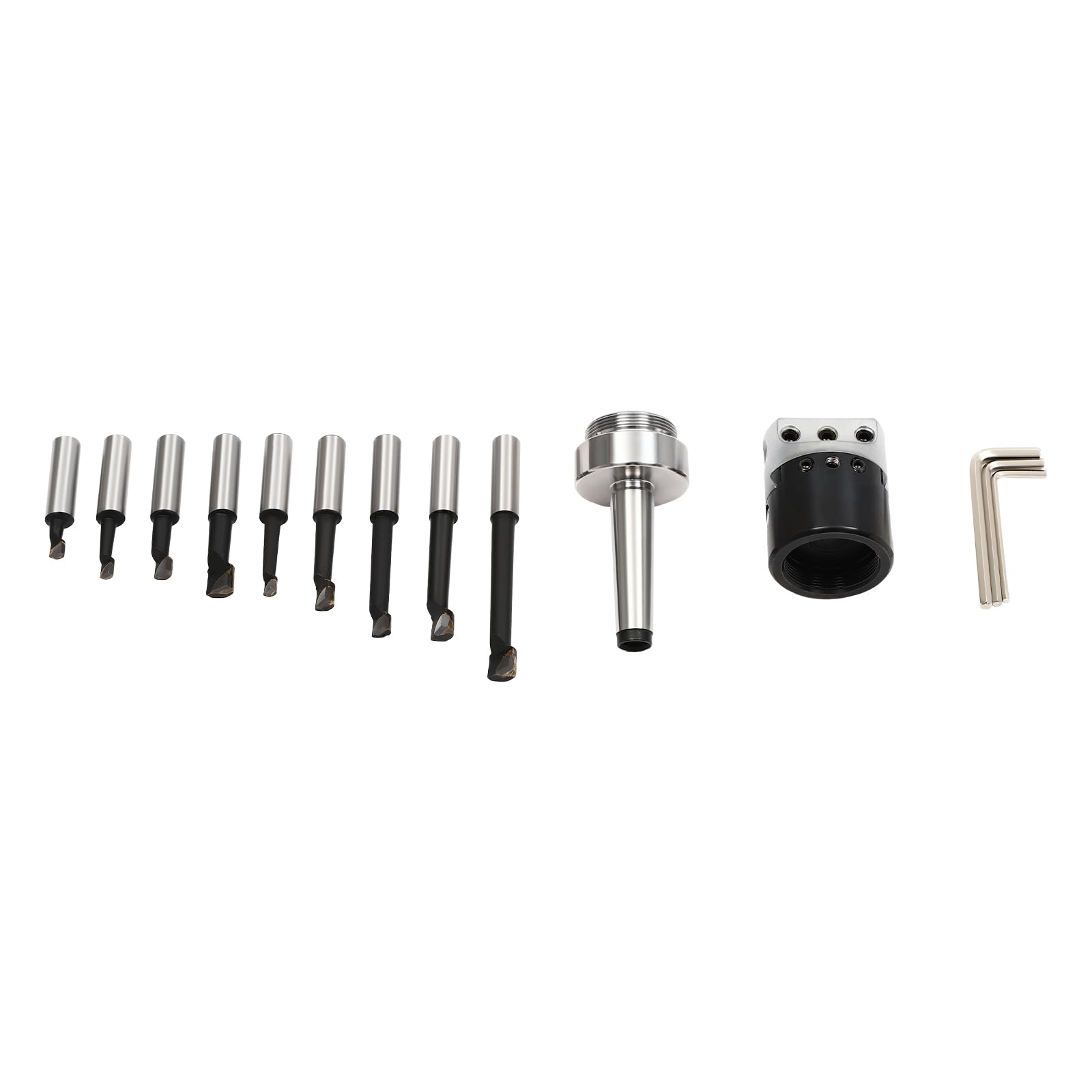 Bohrstange Set,MT2 -M10 F1-12 50mm Bohrkopf mit 9 Stück 12mm Bohrstangen Fräsmaschine Zubehör