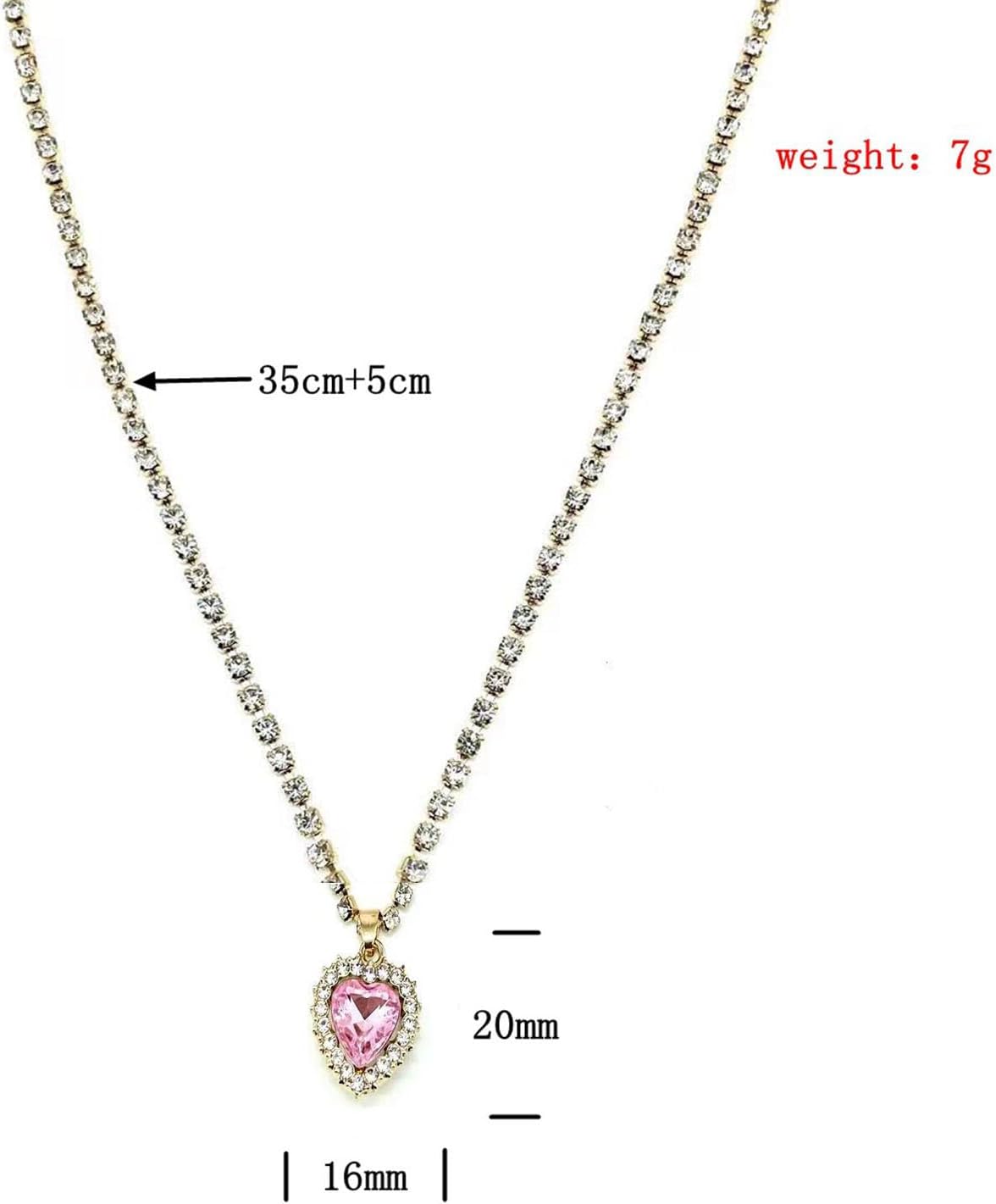 YienDoo Boho Crystal Tennis Necklace Choker Sparking Red Rhinestone Heart Pendant Necklaces Pave Crystal Heart Charm Necklace Statement CZ Bridal Wedding Necklace Jewelry for Women and Girls - Image 6