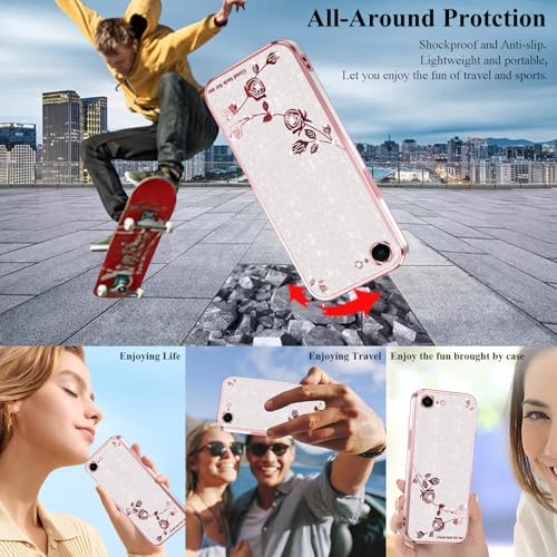 Coque iPhone 16e transparente strass silicone fine antichoc rose - 3