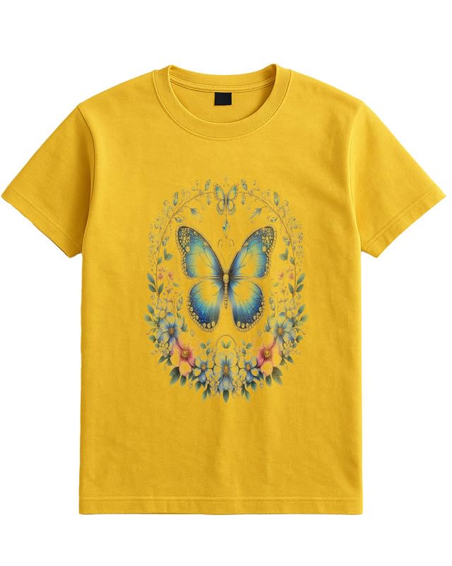 zivaq Women's Yellow T-Shirt Stylish Print Pure Cotton T-Shirt – Relaxed fit Summer Wear | Great Fitting Classic Neck Tee | All-Day Comfort Fabric | Half Sleeve-picture-45