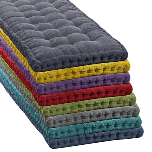 Cojín de terciopelo grueso de 8 cm para sofá de 2/3 plazas y jardín, cojín de asiento de algodón esponjoso largo 100 x 40 cm, almohada verde para columpio de patio y decoración del hogar