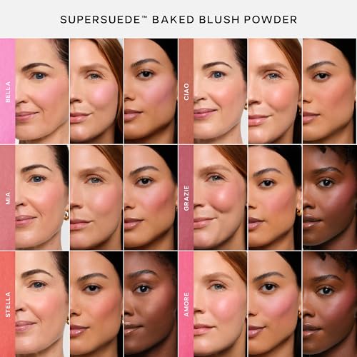 image for Saie SuperSuede Baked Blush - Talc-Free Powder Blush for All Day Wear 