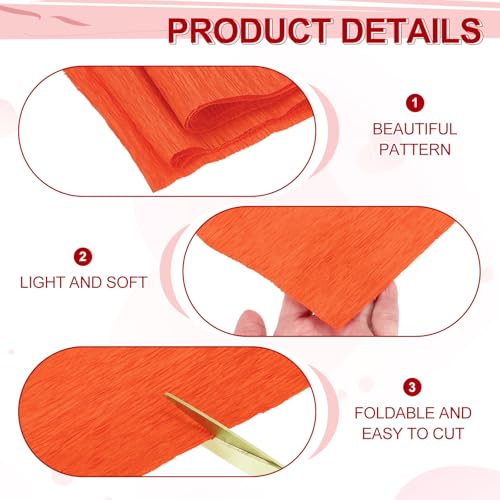 Image of MECCANIXITY Crepe Paper Roll 7.5ft Long 20 Inch Wide for Wedding Ceremony Various Large Festivals Decoration, Orange