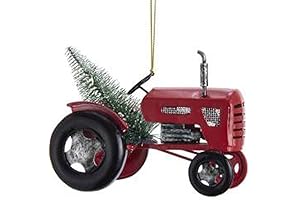 Kurt Adler 3" Vintage Red Metal Tractor Ornament