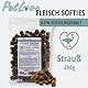 PetLove Fleisch Softies für Hunde • Hundeleckerli ohne Getreide • 63% Fleischgehalt • Hunde Leckerlis für Training • Strauß (200g)
