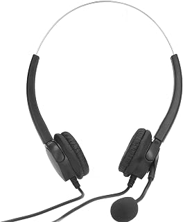 Wired Call Center Headset with Microphone, Cell Phone Headset with Noise Cancelling Micphone, PC Headphones with Rotating Mic for Office, Computer, Business, Home, Plug and Play