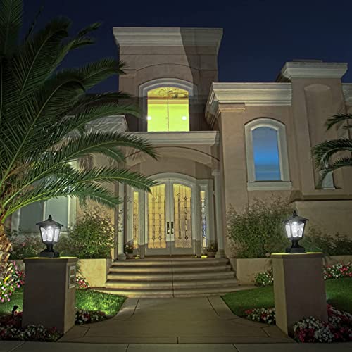 Solar Post Lights Outdoor, Solar Lamp Post Cap Lights, Waterproof Fence Post Solar Lights For Wood Fence Deck Patio Garden Decorative, Fit On 4X4 Wood Posts, 15 Lumens, Black (2 Pack) #TOP3