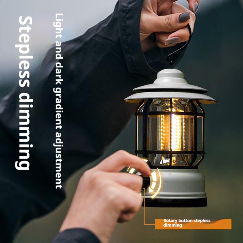 Clearhill Rechargeable Camping Lantern – Vintage Flame Effect, 3 Modes, Dimmable, IPX4, Hook & USB-C