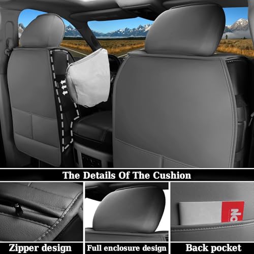 Image of Coverado Dodge Ram Seat Cover Full Set, Waterproof Ram 1500 Seat Cover Compatible with 2002-2026 Dodge RAM 1500 2500 3500 Crew Quad Cab with Curved Bench, Dark Gray