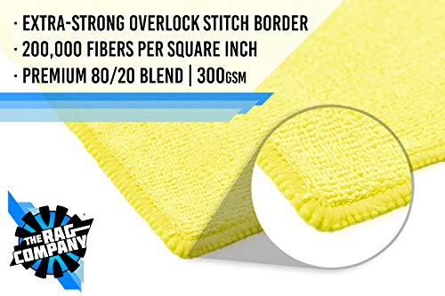 The Rag Company - All-Purpose Microfiber Terry Cleaning Towels - Commercial Grade, Highly Absorbent, Lint-Free, Streak-Free, Kitchens, Bathrooms, Offices, 300Gsm, 12In X 12In, Yellow (12-Pack) #TOP1