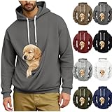 Generisch Kapuzenpullover mit Katzen- und Hundetasche für Herren Kängurutasche Haustiertragetasche Tierhalter Sweatshirts Pullover Langarm Bequeme Oberteile Sweatshirt Langarmshirt Kapuzenpulli