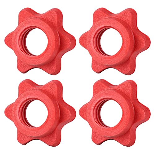 4Pcs Barbell Spinlock Collar Barbell Bar Hexagon Nut Anti-Slip Spin Lock Collar Screw for Weight Lifting Dumbbell Bars Hexagon Nut Barbell Bar Hexagon Nut