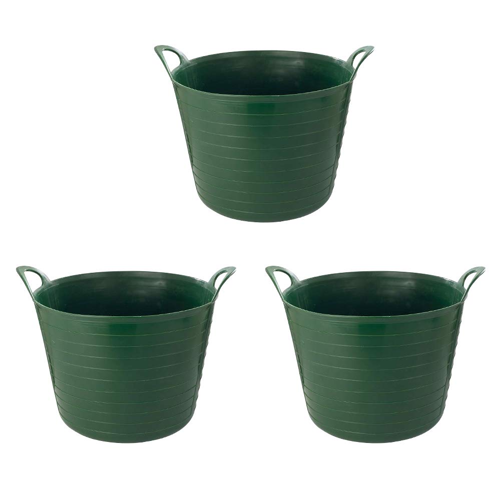 Medium/Large/Extra Large Dark Green Robust Flexi Tubs Multipurpose Flexible Rubber Storage Container Buckets Garden Trugs Laundry Basket Polyethylene Flex Tub For Home Gardening Toys (3, 42 Litre)