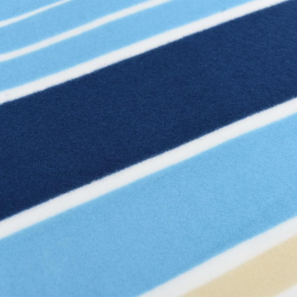 Picknickdecke Faltbar Blau und Weiß Gestreift 200x150 cm Samt mit Tragetasche, Outdoor Camping, Wandern, Trekking Zubehör für Picknick, Reise, Lager und Freizeit
