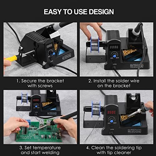 Bild 3 - Lötstation,SREMTCH 100W Lötkolben Set,180°C- 480°C Einstellbare Temperatur Soldering Station Mit LED-Anzeige,Entlötpumpe,5 Zusätzliche Lötspitzen,Bleifreies Lot,für Reparaturen Lötstationen Set