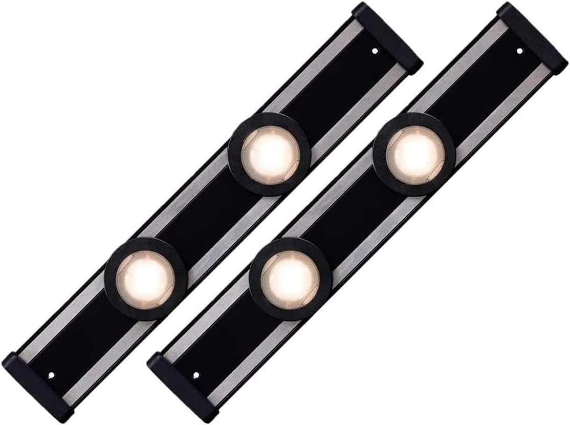 Halo 12 in. LED Black Under Cabinet Puck Light Kit, 2 Pucks, 3000K Color Temperature