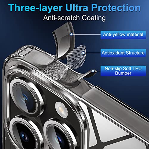 [2023 New] For Iphone 14 Pro Max Case With Magsafe, [Ultra Strong Magnet] [Non-Yellowing] [Military Grade Protection] Magnetic Clear Slim Thin Bumper Phone Cover For Apple 14Pro Max (Clear-Mag Safe) #TOP3