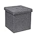 Bonlife Poufs Et Repose Pieds Boite de Rangement Jouet Enfant Pouf Coffre Petit Meuble de Rangement Charge Max de 150kg Gris Lin 32cm