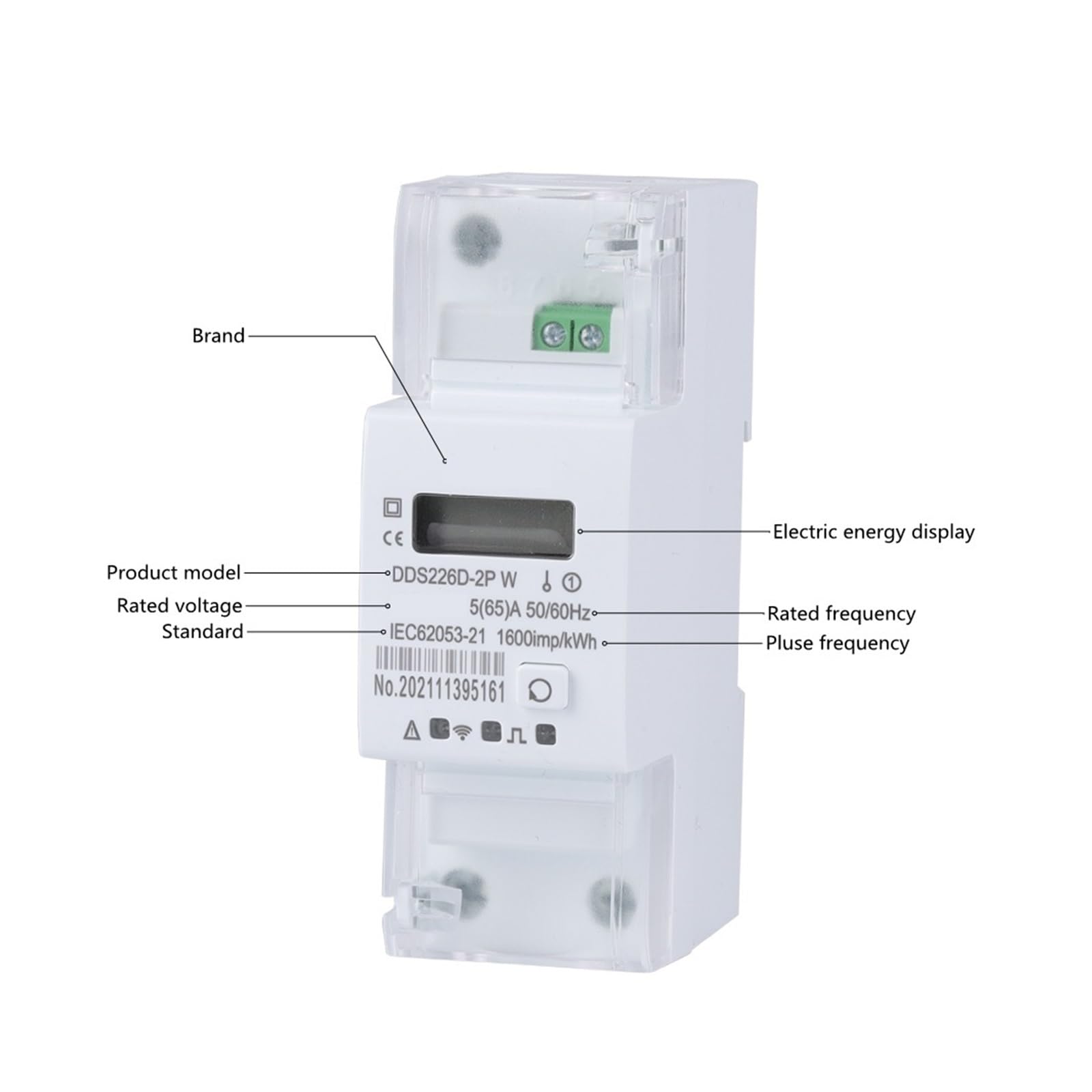 Monitoraggio Dell'Energia del Contatore Intelligen Tuya Monofase 50/60Hz 65A DIN Rail WiFi Smart Energy Meter Timer Monitor KWh Meter Wattmetro(DTS226D 7P WiFi 80A)