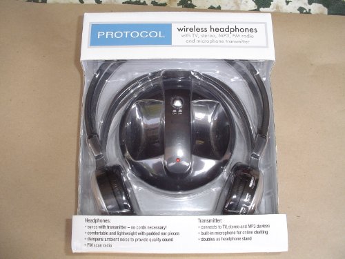 Protocol Wireless Headphones w TV Stereo MP3 FM Radio and Mic Transmitter