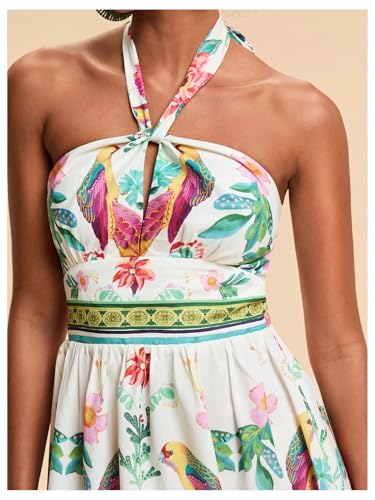Image of Floerns Women's Floral Print Sleeveless Halter Neck Tie Back Summer A Line Dress
