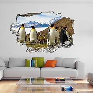 3D-look muur sticker Penguins muur doorbraak muurschildering sticker sticker muur sticker 75X113cm