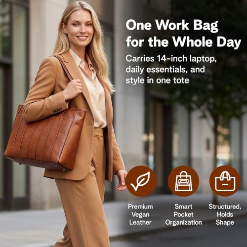 Maletín para laptop para mujer 14" cuero vegano miniatura 3