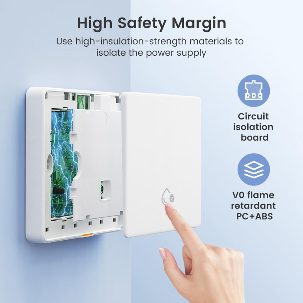 Interrupteur Intelligent Tuya Zigbee RF433 20 A 4 000 W pour Chauffe-Eau, Moniteur D'Alimentation Mural avec Assistant IA, Blanc.